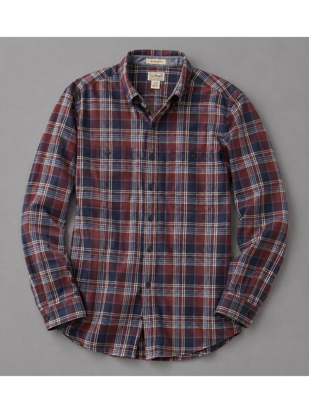 Vintage LL Bean Shirt Mens XL Tall Red Blue Plaid Flannel Cotton